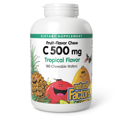 Vitamin C Fruit-Flavor Chew  500 mg  180 Chewable Wafers Tropical, image-hi-res